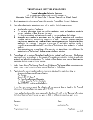 Hong Kong Education Personal Information Collection Statement