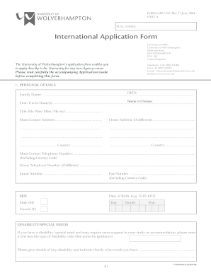 University of Wolverhampton Application Form