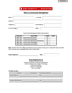Fillable Online uh Cm-minor-application-formpdf Fax Email Print - pdfFiller