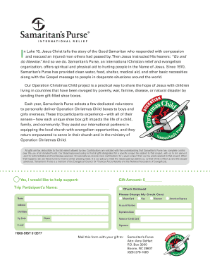 Operation Christmas Child Donation Form