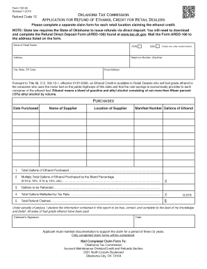 Oklahoma Ethanol Credit Refund Application