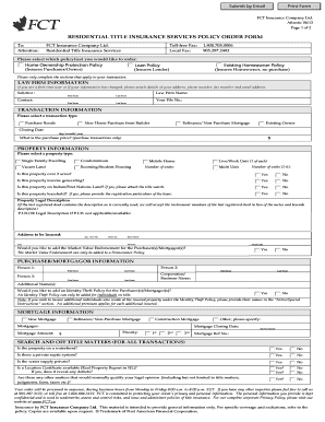 Residential Title Insurance Policy Order Form