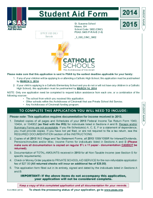 Student Aid Form 2014