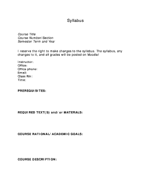 Course Syllabus Template