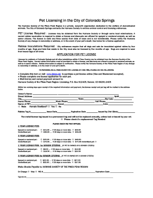 Colorado Springs Pet License Application