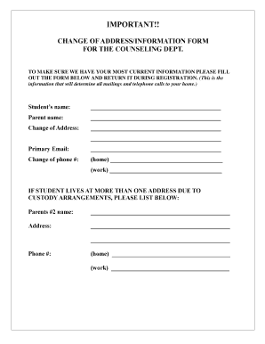 Change of Address/Information Form