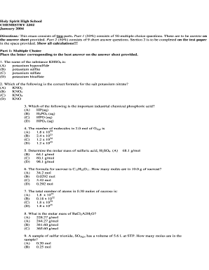 Chemistry Exam Template