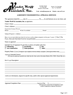 Residential Appraisal Services Agreement