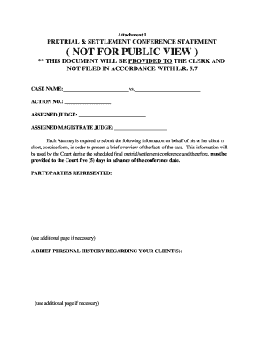 Pretrial Settlement Conference Statement