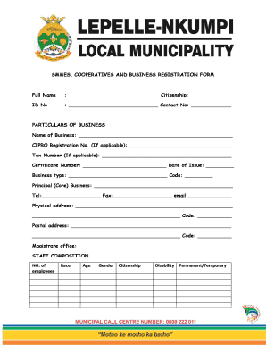 South Africa Business Registration Form