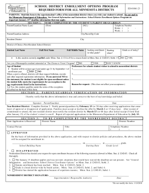Minnesota School District Enrollment Options Program Form