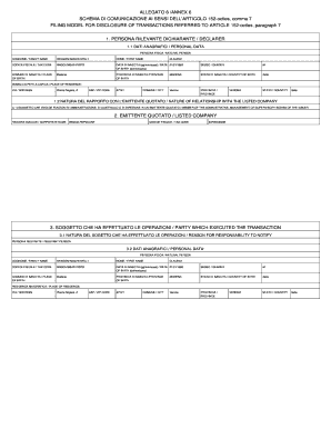 Modello di Comunicazione per la Dichiarazione di Operazioni