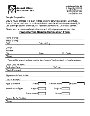Progesterone Sample Submission Form
