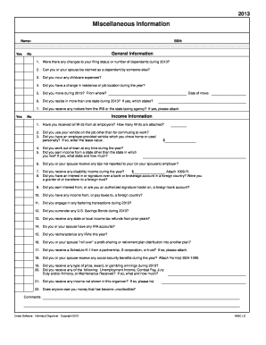 2013 US Individual Tax Organizer