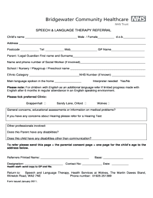 Speech and Language Therapy Referral Form