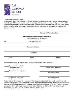 Request For Forwarding of Transcript