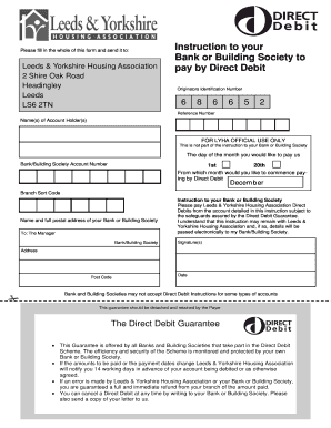 UK Direct Debit Instruction Form