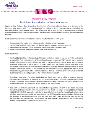 Welcome Baby Program Authorization Form