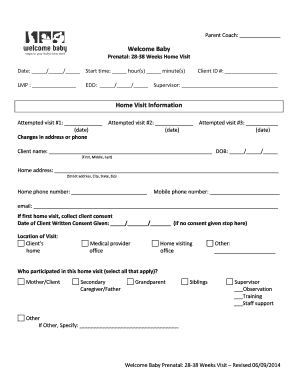 Welcome Baby Prenatal Home Visit Form