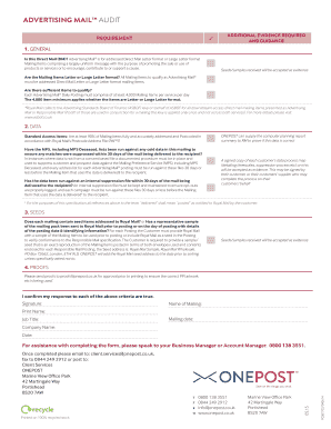 Royal Mail Advertising Mail Audit Form