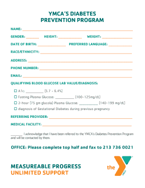 YMCA Diabetes Prevention Program Application