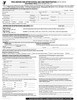 YMCA Before and After School Age Care Registration