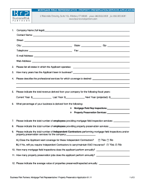 Mortgage Field Representative Property Preservation Application