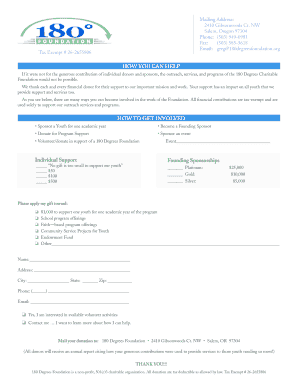 180 Degrees Foundation Donation Form