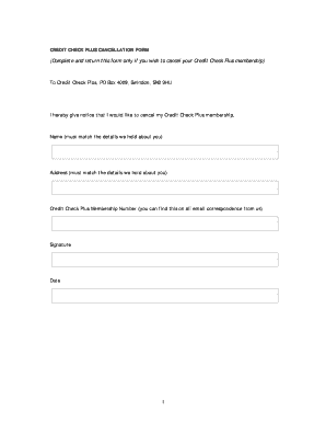 Credit Check Plus Cancellation Form