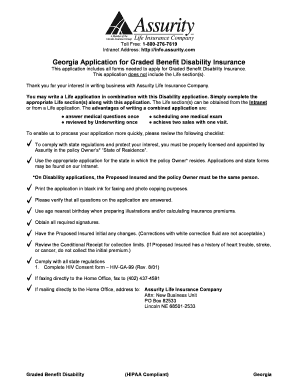 Georgia Graded Benefit Disability Insurance Application
