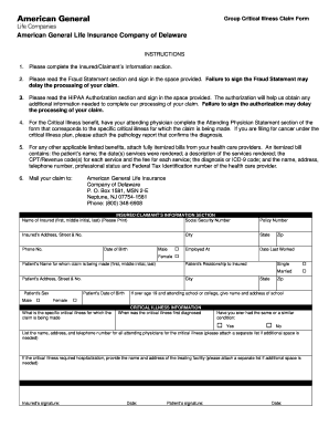 Critical Illness Claim Form