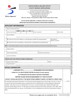 City of Santa Monica Utility Service Application