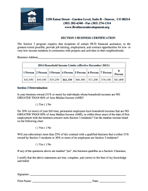 Section 3 Business Certification Form