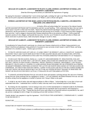 Release of Liability and Indemnity Agreement