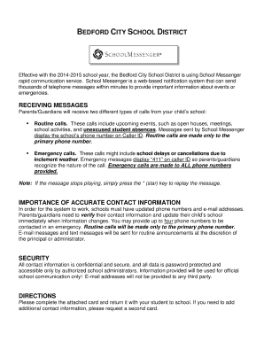 Bedford City School District Contact Information Form