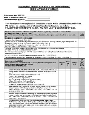 Documents Checklist for South African Visitor's Visa