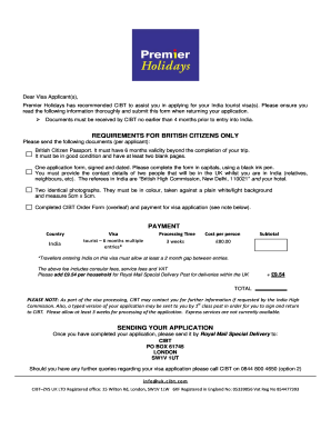 India Tourist Visa Application Form