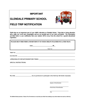 Glendale School Field Trip Notification