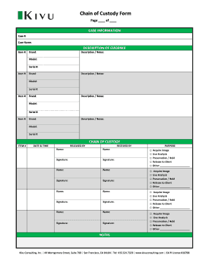 Chain of Custody Form