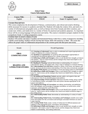 Grade 10 Applied English Course Information Sheet