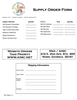 Supply Order Form