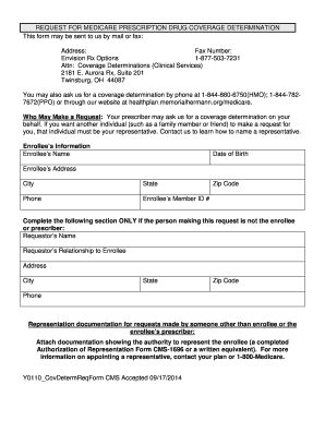 Medicare Prescription Drug Coverage Determination Request
