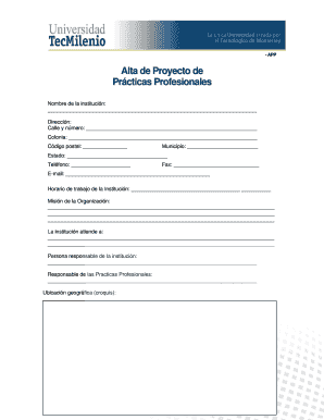 Alta de Proyecto de Prácticas Profesionales