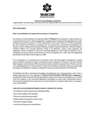 Vascon Engineers Limited E-Communication Registration Form