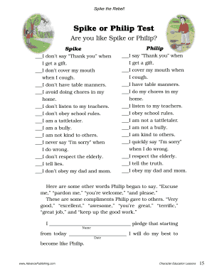 Spike the Rebel Character Education Lesson
