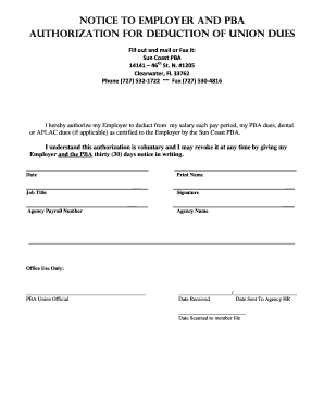 Union Dues Authorization Form