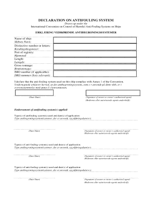 Declaration on Antifouling System