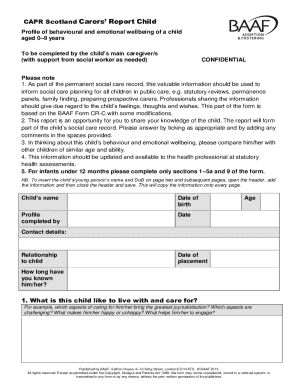 CAPR Scotland Carers’ Report Child