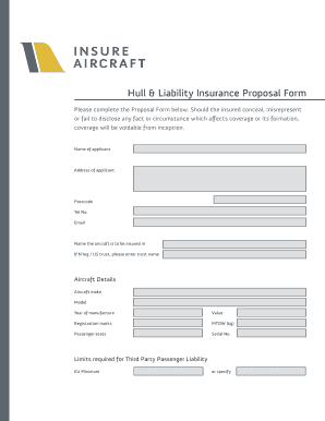 Hull & Liability Insurance Proposal Form