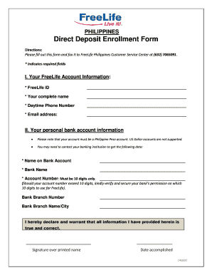 Philippines Direct Deposit Enrollment Form